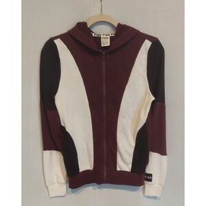 Victoria's‎ Secret PINK Womens Burgundy, Black, & White Full-Zip Hoodie Size XS